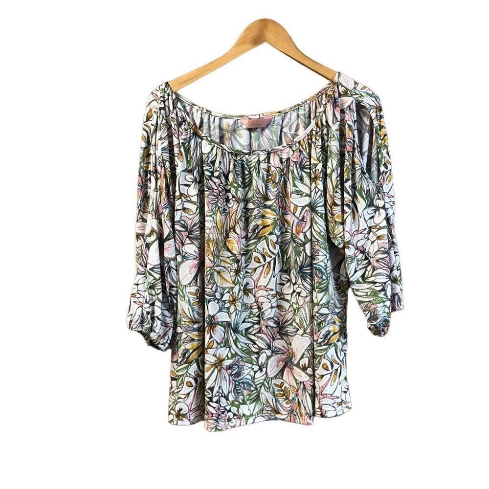Amana Pastel Tropical Blouse Size Large (L)